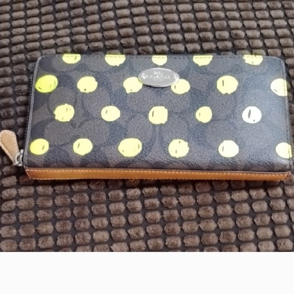 Coach Wallet with Yellow Polka Dots